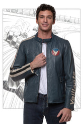 Michel Vaillant Michel 2 Royal Blue Leather Jacket for Men